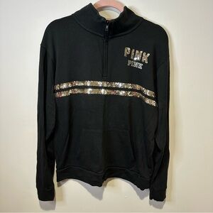 victoria’s secret pink bling sequin quarter zip sweatshirt size small